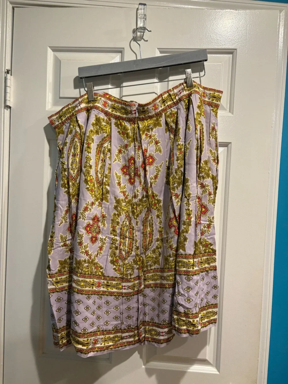 Anthropologie midi a-line skirt paisley lilac beige sz 24W